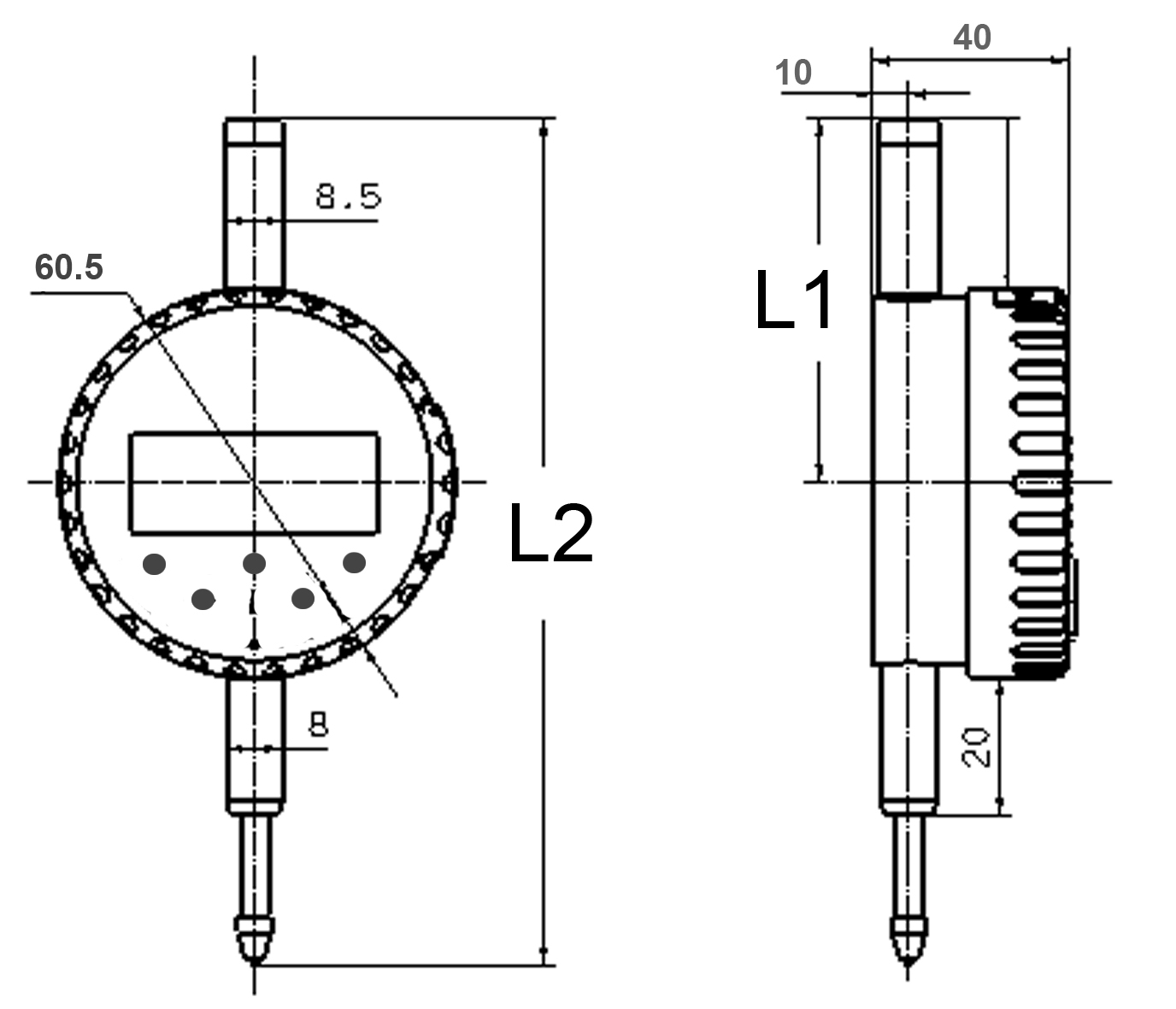 Digital-Messuhr 12,7 mm -Absolut-System  - Mit Kalibrierzertifikat