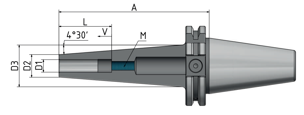 SK40 - Schrumpffutter 4,5° -  "Cool Tool" -Schlanke Ausführung - DIN 69871 AD/B